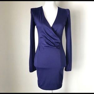 Lulu’s long sleeve deep V neck mini dress small